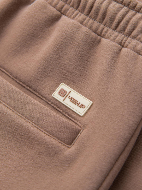 Ombre Clothing Unisex trenirke šortice sa rebrastim pojasom - smeđe V16 OU-SRBC-0101 Ombre Clothing