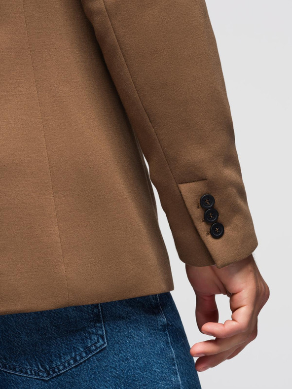 Ombre Clothing Muška pletena jakna na mjeru - svjetlo smeđa V4 OM-BLZB-0100 Ombre Clothing