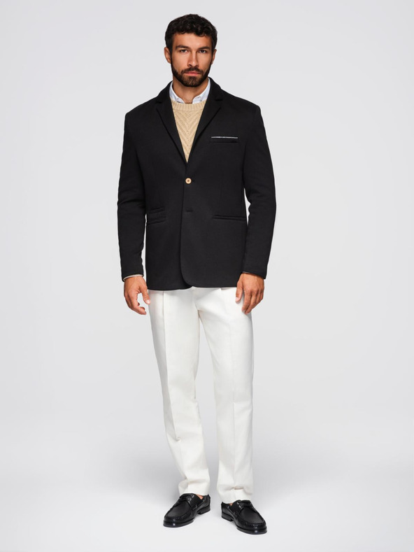 Ombre Clothing Muška pletena jakna u fitted kroju - crna V5 OM-BLZB-0100 Ombre Clothing