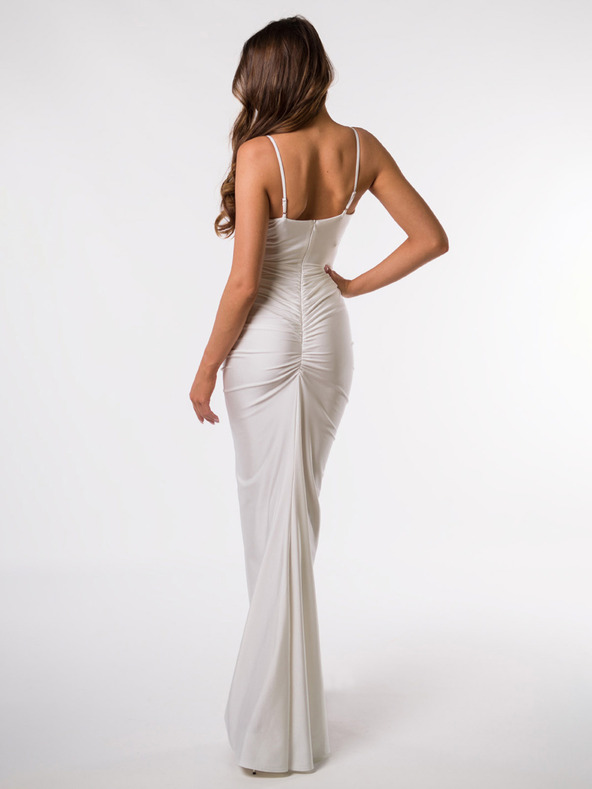 Edoti Ženske maxi haljine sa uskim breteljama i ravnim izrezom KYLIE DLR199 - boja ekru EDOTI