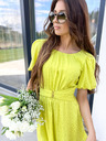 Edoti Ženske midi haljine sa rukavima i okruglim izrezom elegantne ELIA DLR200 - limeta zelene EDOTI