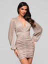 Edoti Ženske mini haljine sa dugim rukavima i V izrezom RUBI DLR195 - srebrne EDOTI