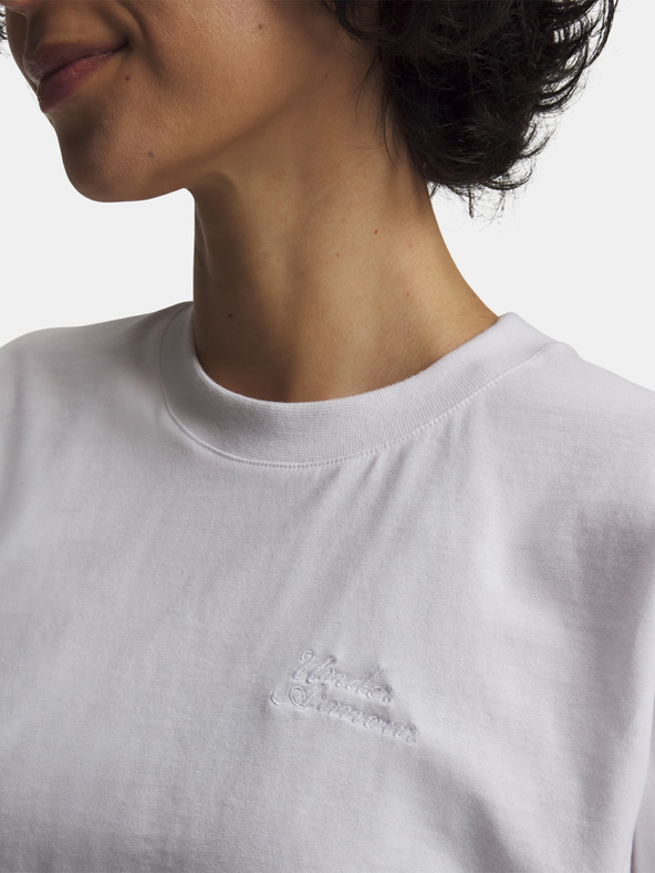 Under Armour Ženski skraćeni t-shirt Under Armour Cropped Script SS Tee-WHT