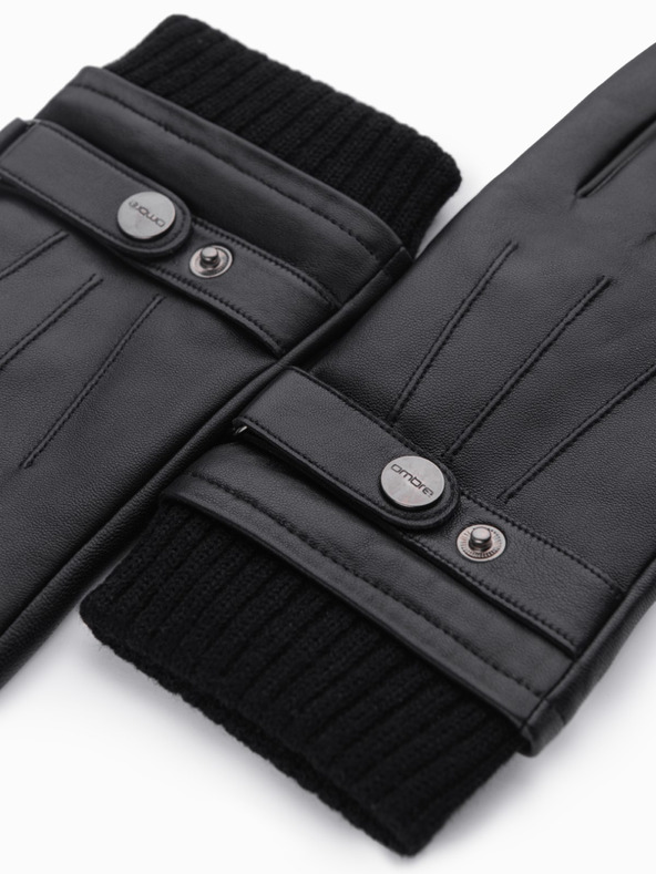 Ombre Clothing Muške kožne rukavice s dodirnom funkcijom - crne V1 OM-ACGL-0128 Ombre Clothing