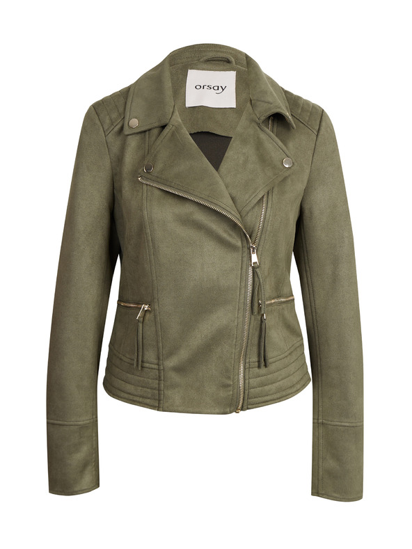Orsay Kaki ženska motociklistička jakna od brušene kože ORSAY Tina