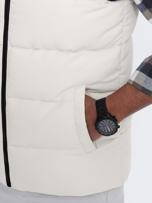 Ombre Clothing Crno-bež muški prošiveni prsluk Ombre Clothing