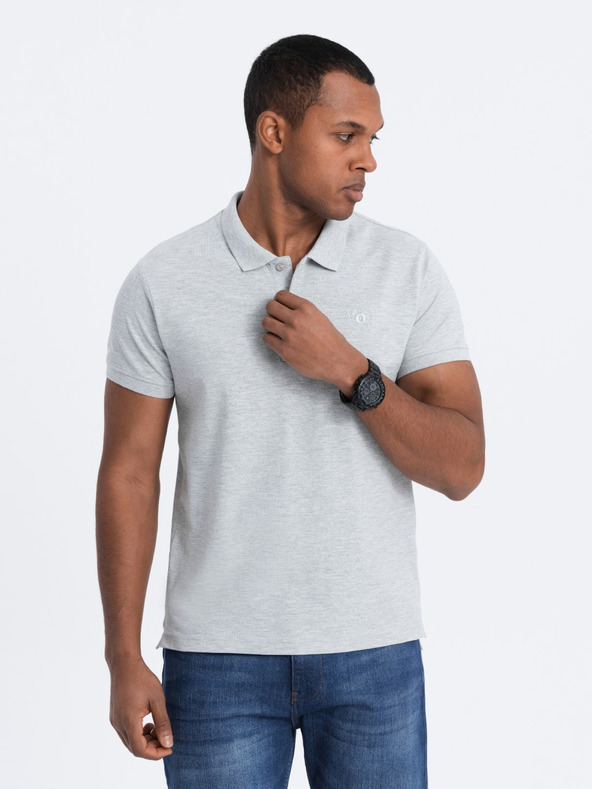 Ombre Clothing Svijetlo siva muška osnovna polo majica Ombre Clothing