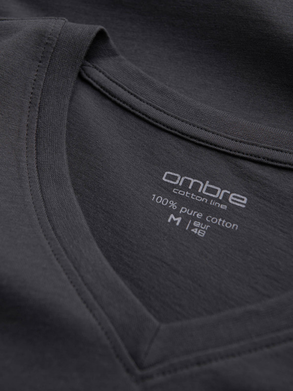 Ombre Clothing Tamno siva muška osnovna majica s V izrezom Ombre Clothing