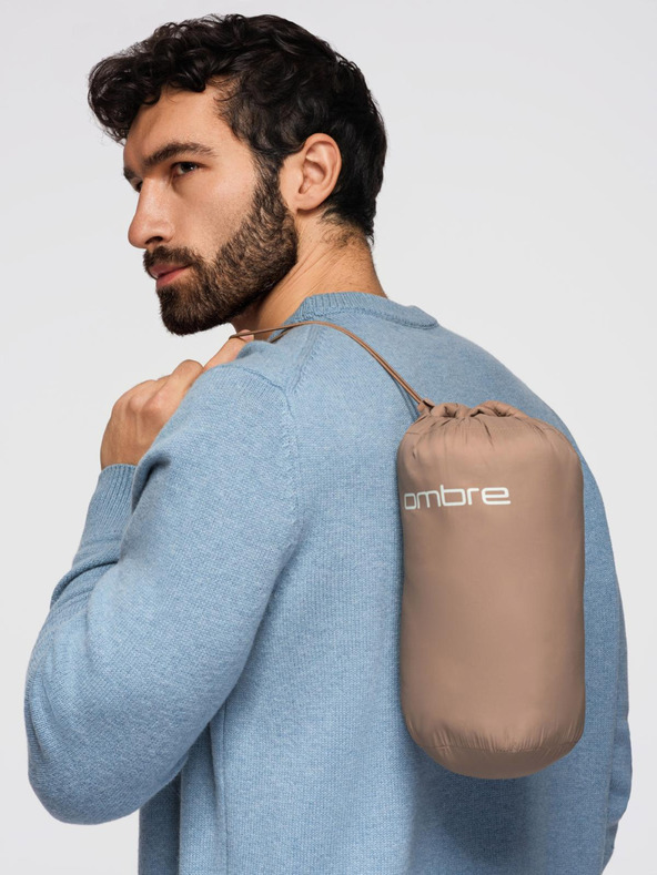 Ombre Clothing Bež muška lagana prošivena jakna Ombre Clothing