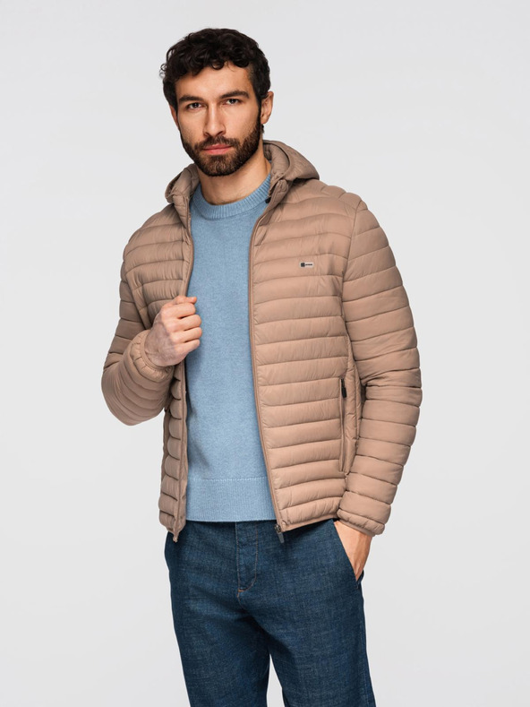 Ombre Clothing Bež muška lagana prošivena jakna Ombre Clothing