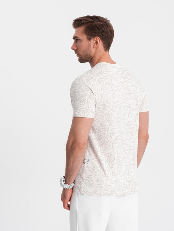 Ombre Clothing Ombre Clothing krem ​​muška majica s uzorkom