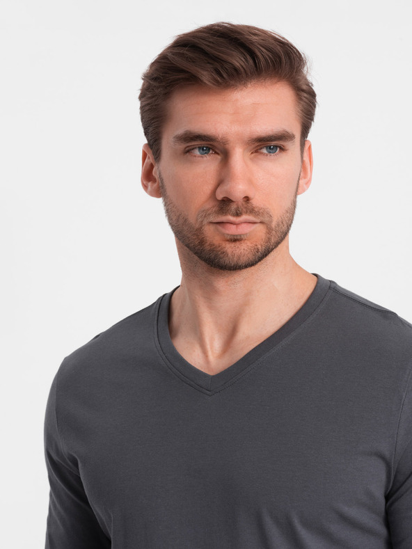 Ombre Clothing Tamno siva muška osnovna majica Ombre Clothing