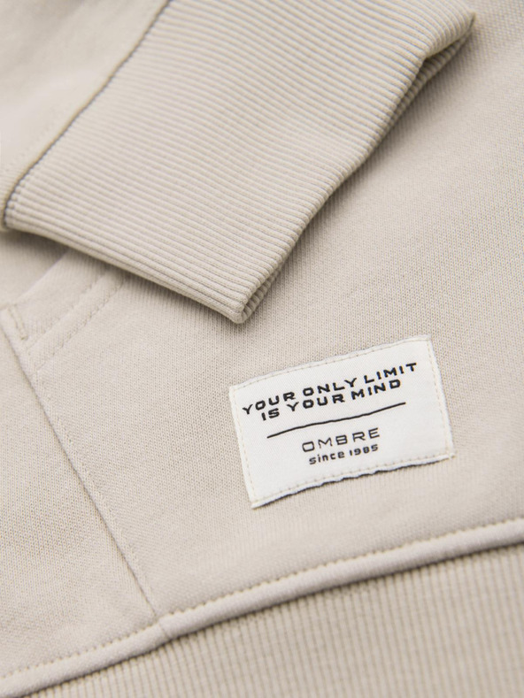 Ombre Clothing Bež muška osnovna majica s kapuljačom s patentnim zatvaračem Ombre Clothing