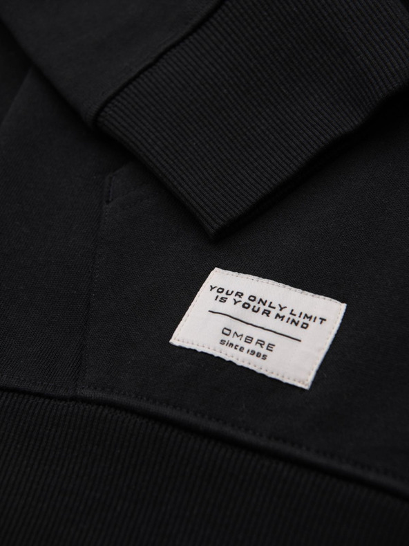 Ombre Clothing Crna muška osnovna majica s kapuljačom na patentni zatvarač Ombre Clothing