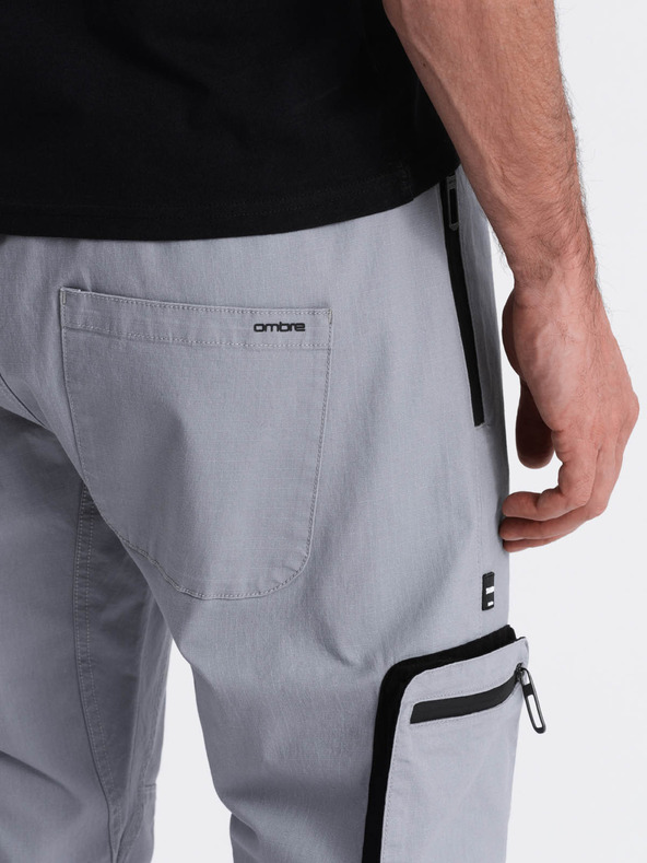 Ombre Clothing Svijetlosive muške cargo jogger hlače Ombre Clothing