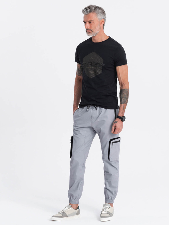Ombre Clothing Svijetlosive muške cargo jogger hlače Ombre Clothing