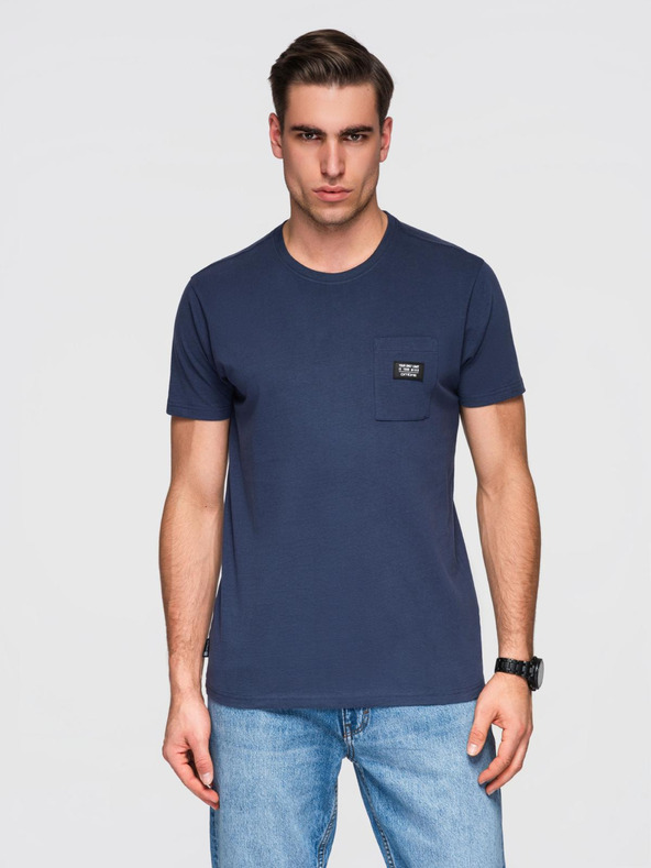 Ombre Clothing Tamnoplava muška majica s džepom Ombre Clothing
