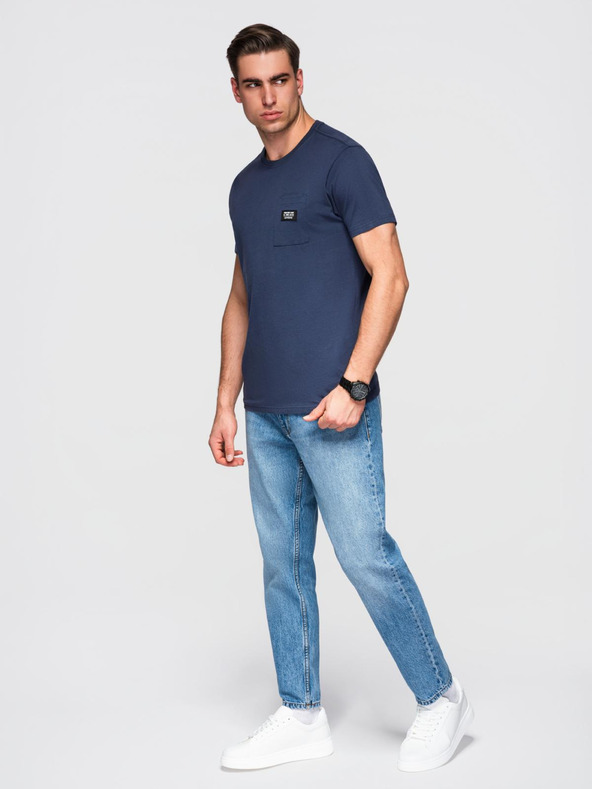 Ombre Clothing Tamnoplava muška majica s džepom Ombre Clothing