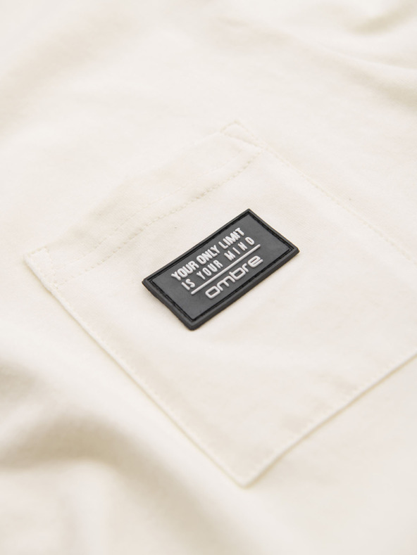 Ombre Clothing Krem muška majica s džepom Ombre Clothing