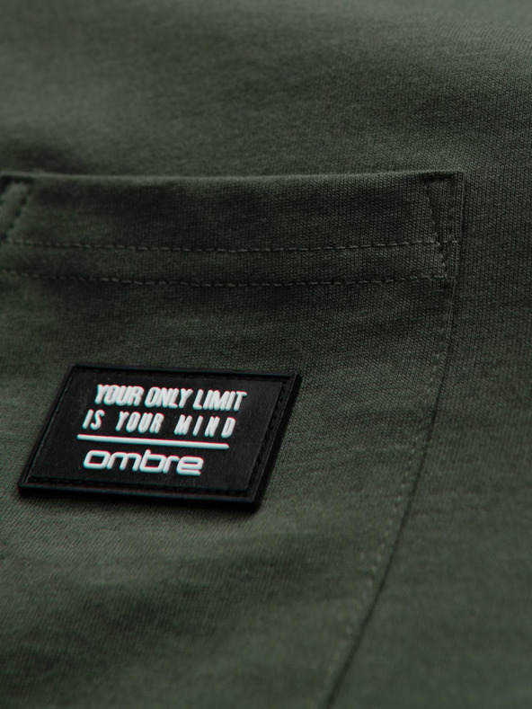 Ombre Clothing Zelena muška majica s džepom Ombre Odjeća