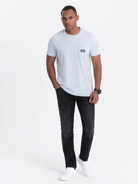 Ombre Clothing Svijetloplava muška majica s džepom Ombre Odjeća