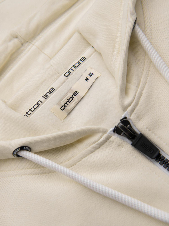 Ombre Clothing Krem muška osnovna majica s kapuljačom s patentnim zatvaračem Ombre Clothing