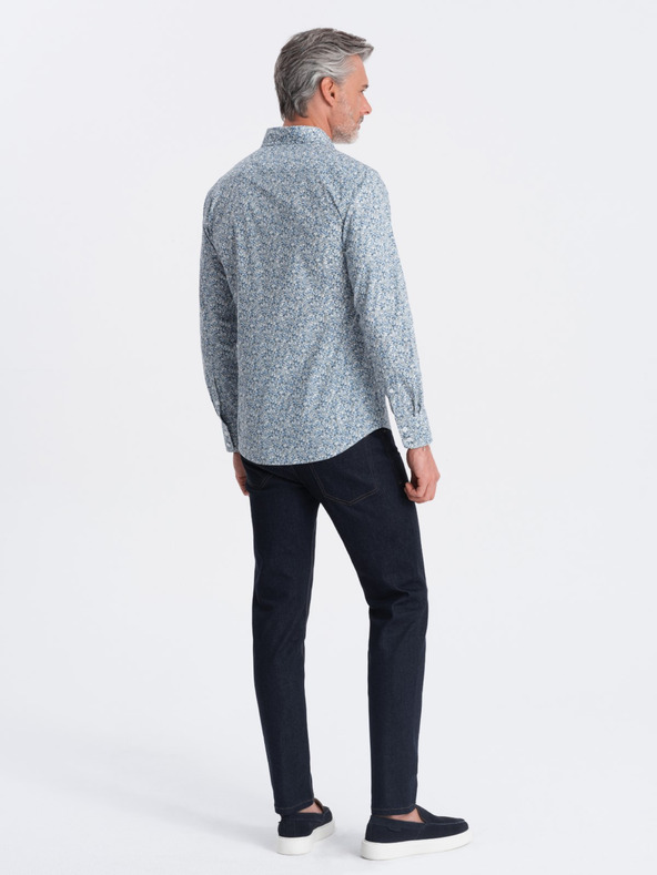 Ombre Clothing Plava muška uska košulja s uzorkom Ombre Clothing