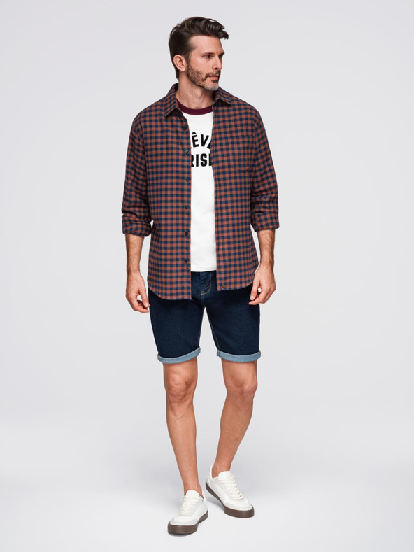 Ombre Clothing Tamnoplava muška karirana flanelska košulja Ombre odjeća