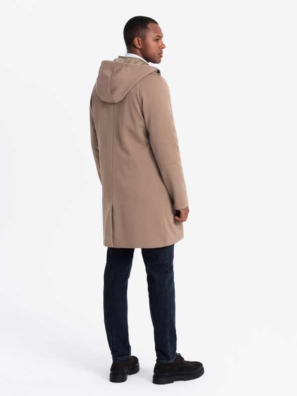 Ombre Clothing Smeđi muški kaput s kapuljačom Ombre Clothing