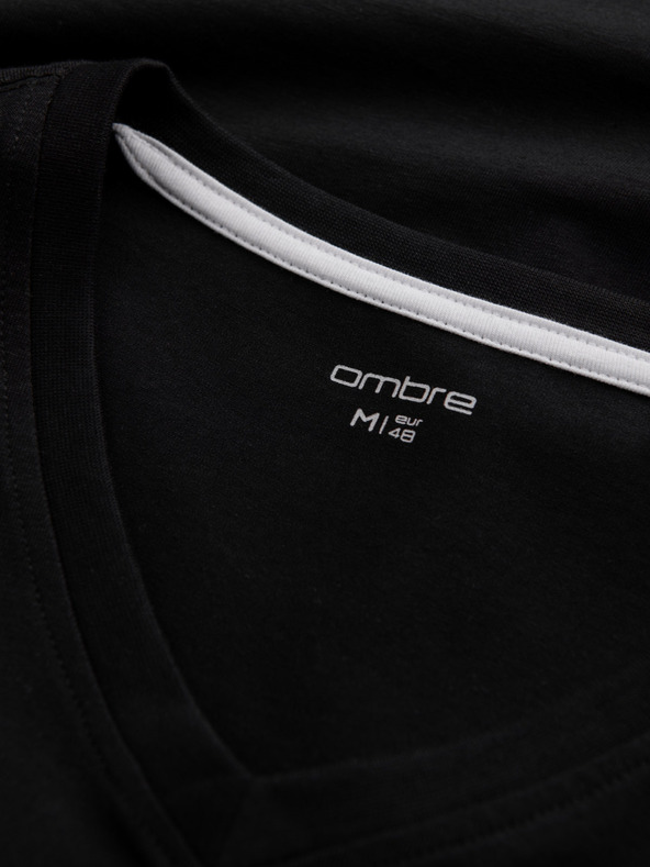 Ombre Clothing Crna muška majica kratkih rukava s v-izrezom Ombre Clothing