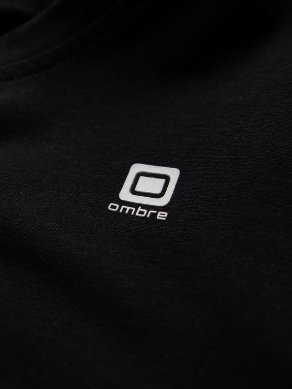 Ombre Clothing Crna muška majica kratkih rukava s v-izrezom Ombre Clothing