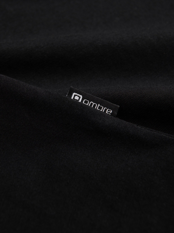 Ombre Clothing Crna muška majica kratkih rukava s v-izrezom Ombre Clothing