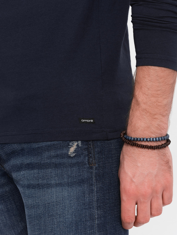 Ombre Clothing Ombre odjeća HENLEY tamnoplava muška majica na kopčanje