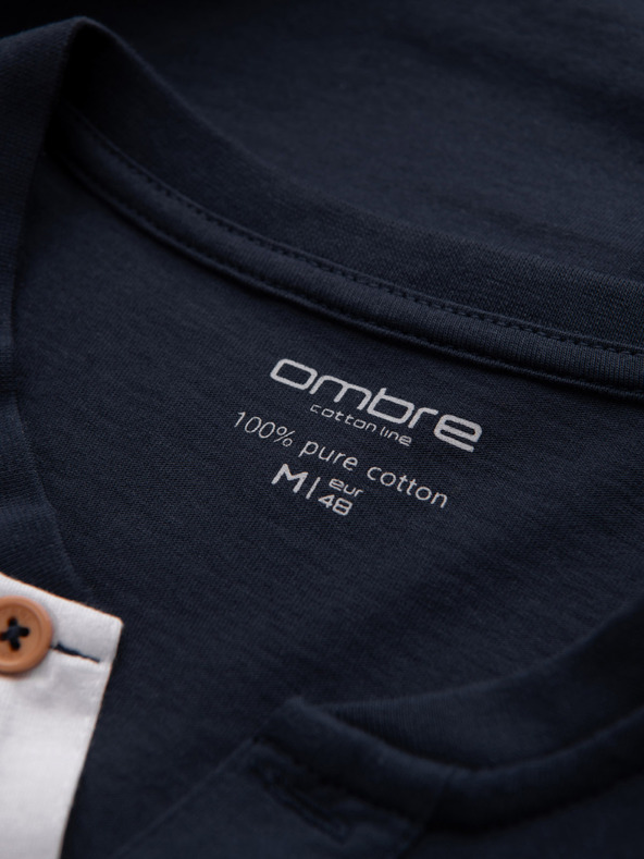 Ombre Clothing Ombre odjeća HENLEY tamnoplava muška majica na kopčanje