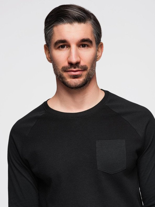 Ombre Clothing Crna muška osnovna majica s džepom Ombre Odjeća