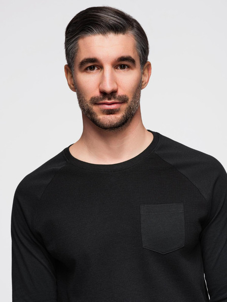 Ombre Clothing Crna muška osnovna majica s džepom Ombre Odjeća