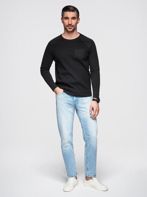 Ombre Clothing Crna muška osnovna majica s džepom Ombre Odjeća