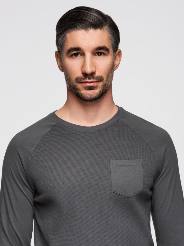 Ombre Clothing Tamno siva muška osnovna majica s džepom Ombre Odjeća