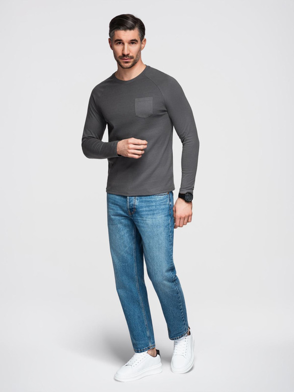 Ombre Clothing Tamno siva muška osnovna majica s džepom Ombre Odjeća