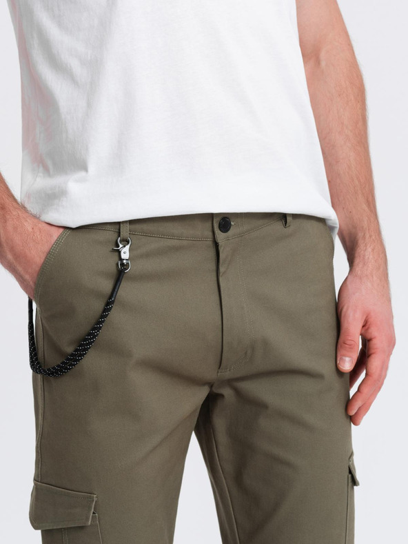 Ombre Clothing Tamno zelene muške cargo hlače Ombre Clothing