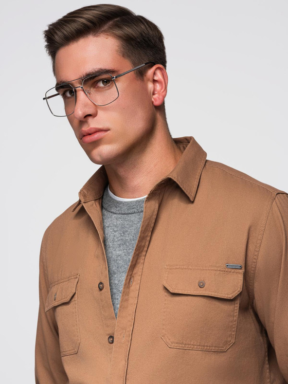 Ombre Clothing Smeđa muška košulja Ombre odjeća