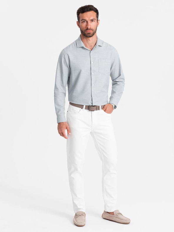 Ombre Clothing Svijetlo siva muška tigrasta košulja Ombre Clothing