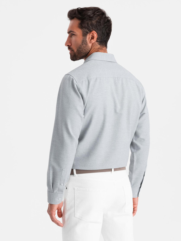 Ombre Clothing Svijetlo siva muška tigrasta košulja Ombre Clothing