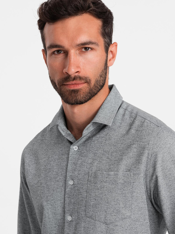 Ombre Clothing Svijetlo siva muška tigrasta košulja Ombre Clothing