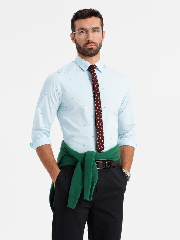 Ombre Clothing Svijetloplava muška košulja s uzorkom Ombre Clothing