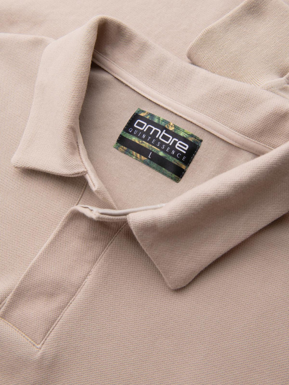 Ombre Clothing Bež muška osnovna majica s ovratnikom Ombre Clothing