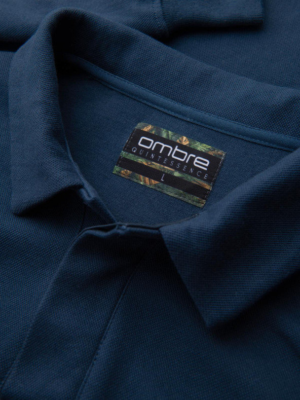 Ombre Clothing Tamnoplava muška osnovna majica s kragnom Ombre Clothing