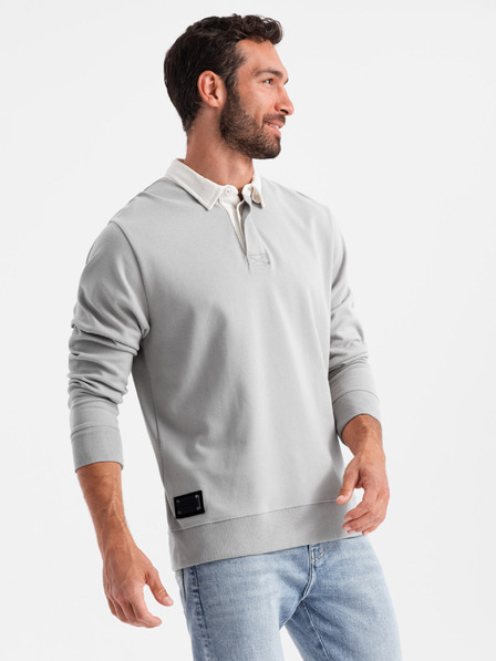 Ombre Clothing Svijetlo sivi muški sweatshirt s kragnom Ombre Clothing