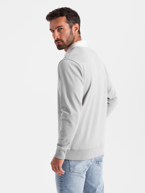 Ombre Clothing Svijetlo sivi muški sweatshirt s kragnom Ombre Clothing