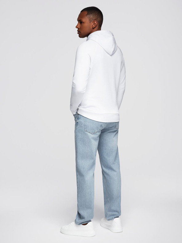 Ombre Clothing Crveno-bijeli muški sweatshirt s kapuljačom i printom Ombre Clothing